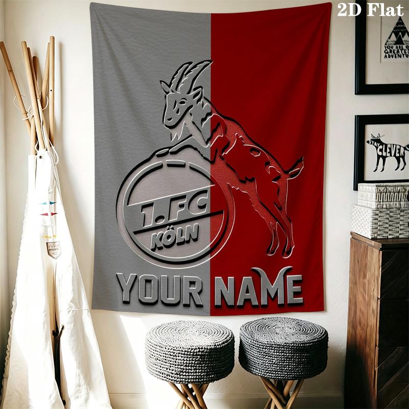 Custom Name FC KÖLN Wall Tapestry Aesthetic Wall Hanging Printed Fabric Blanket Decorative Tapestries for Bedroom Living Room Home Decor