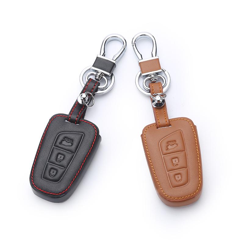 Hyundai IX35/45 New Santa Fe Genuine Leather Key Fob Cover - 3/4-Button Protection