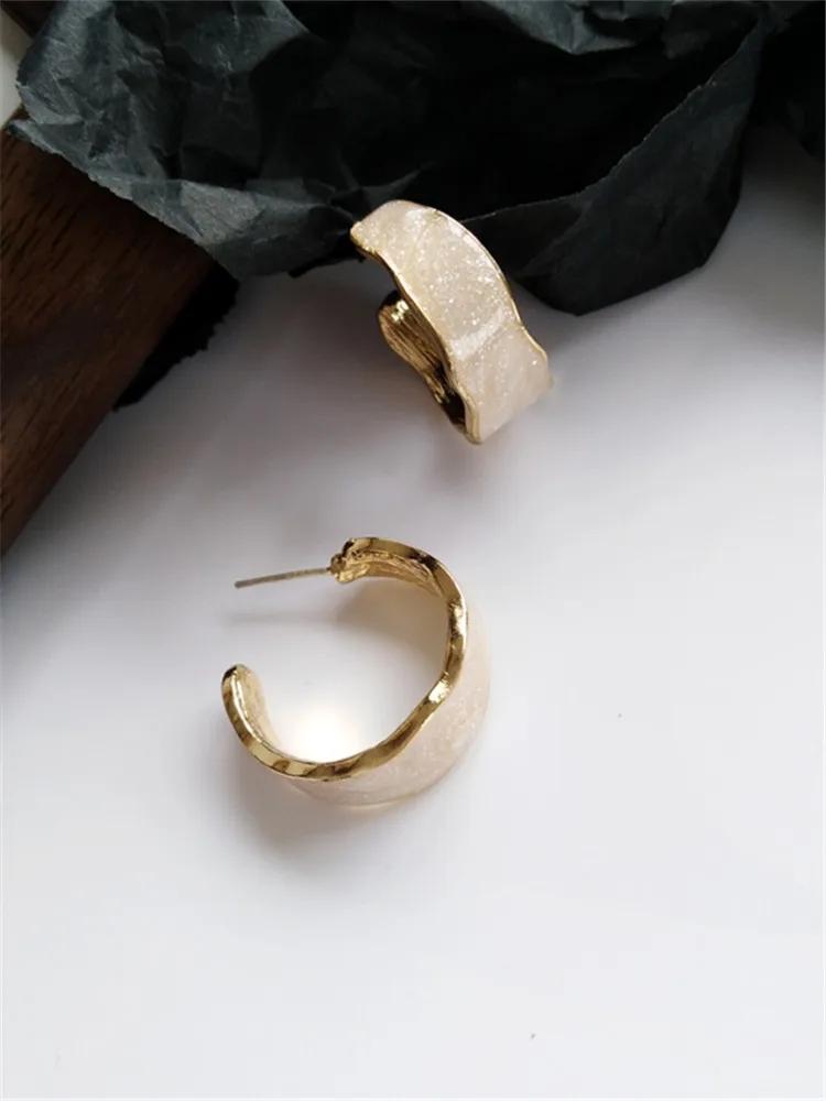Fashion RetroTemperament Female Ear Ring Simple C Word Drop Oil Earrings Trendy Ins Wind Earrings