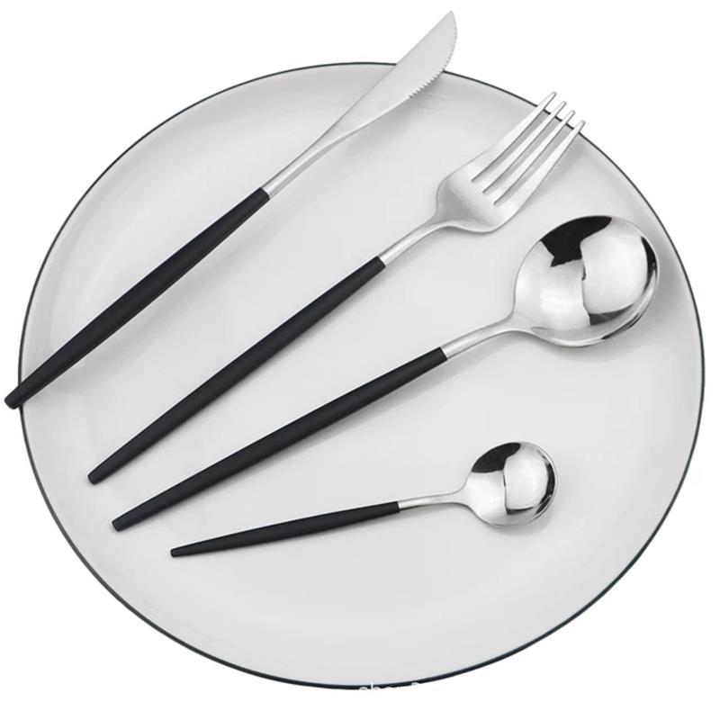 24Pcs Gold Tableware Set Stainless Steel Flatware Dinnerware Spoon Knife Fork Dinner Cutlery Set Western Kitchen Silverware