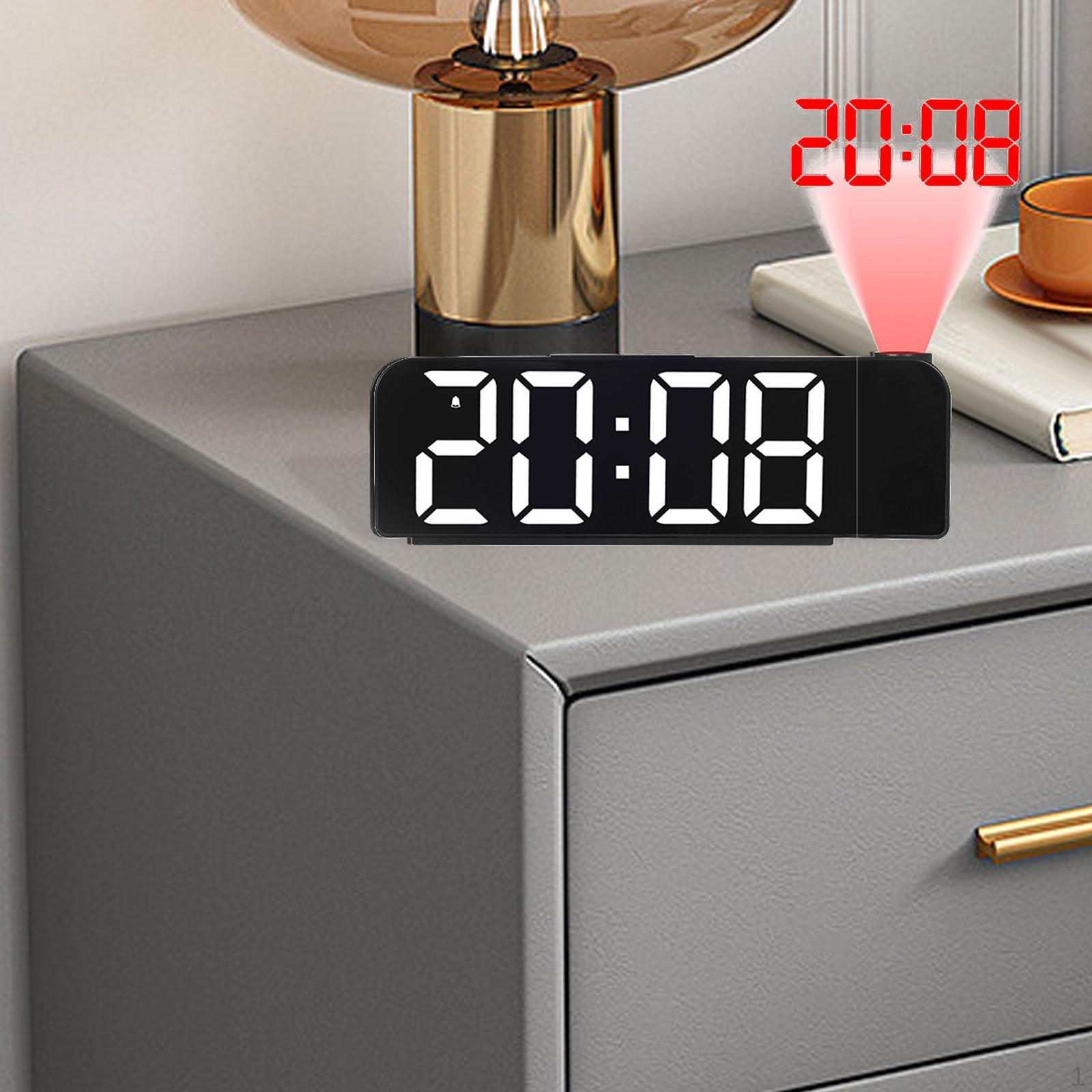 Светодиодные часы, Цифровые настольные часы, Бесшумные, Вращающиеся, Многофункциональные часы, Для пожилых, Подростков, Кафе, Ресторана Black White Light