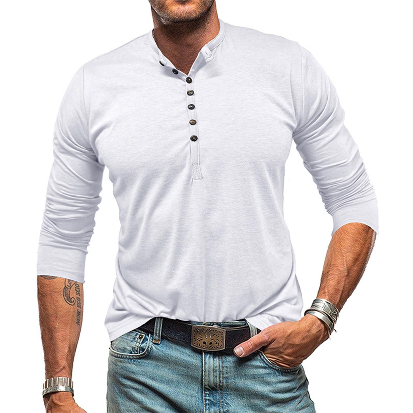 

Мужской Мужской Топ с воротником с длинным рукавом и базовый слой XL белый