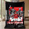 Coperta in Flanella Personalizzata con Nome Cristiano Ronaldo Logo Calcio Coperta Plaid in Pile Personalizzata Regalo Speciale per Divano Camera da Letto Casa