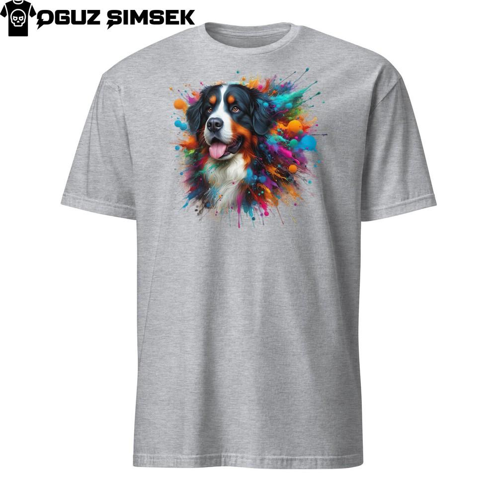 

Красочная унисекс футболка с бернским зенненхундом, яркая футболка для любителей собак, с коротким рукавом S