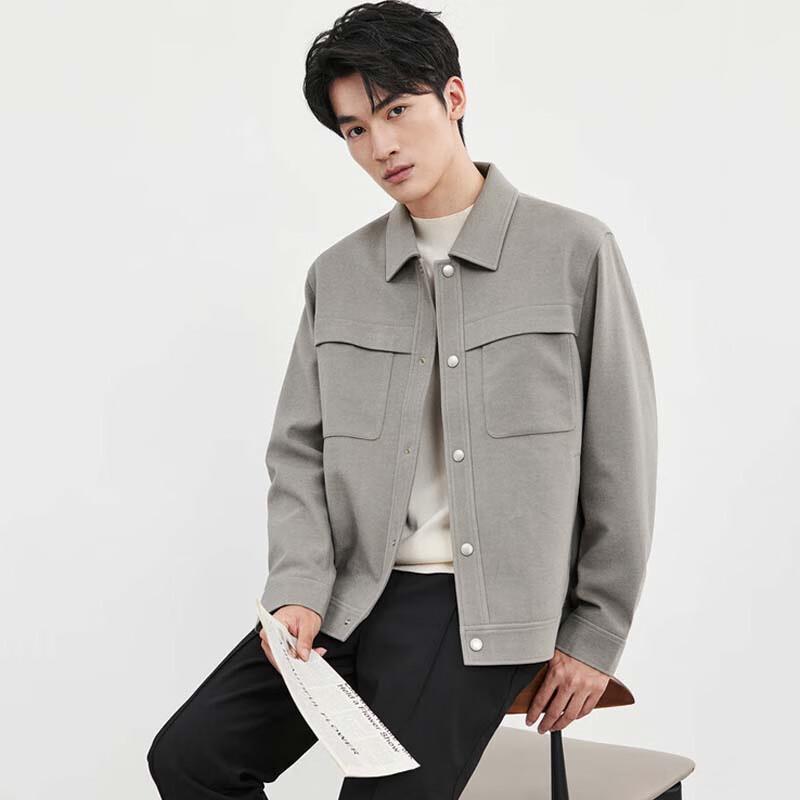 SEPTWOLVES Men's Lapel Workwear Faux Wool Jacket