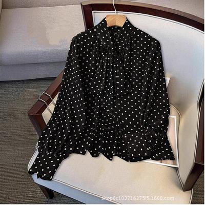 Nieuw Lente en Herfst Dames Lange Mouwen Modieus Veelzijdig Ontwerp Stippen Blouse voor naar het Werk