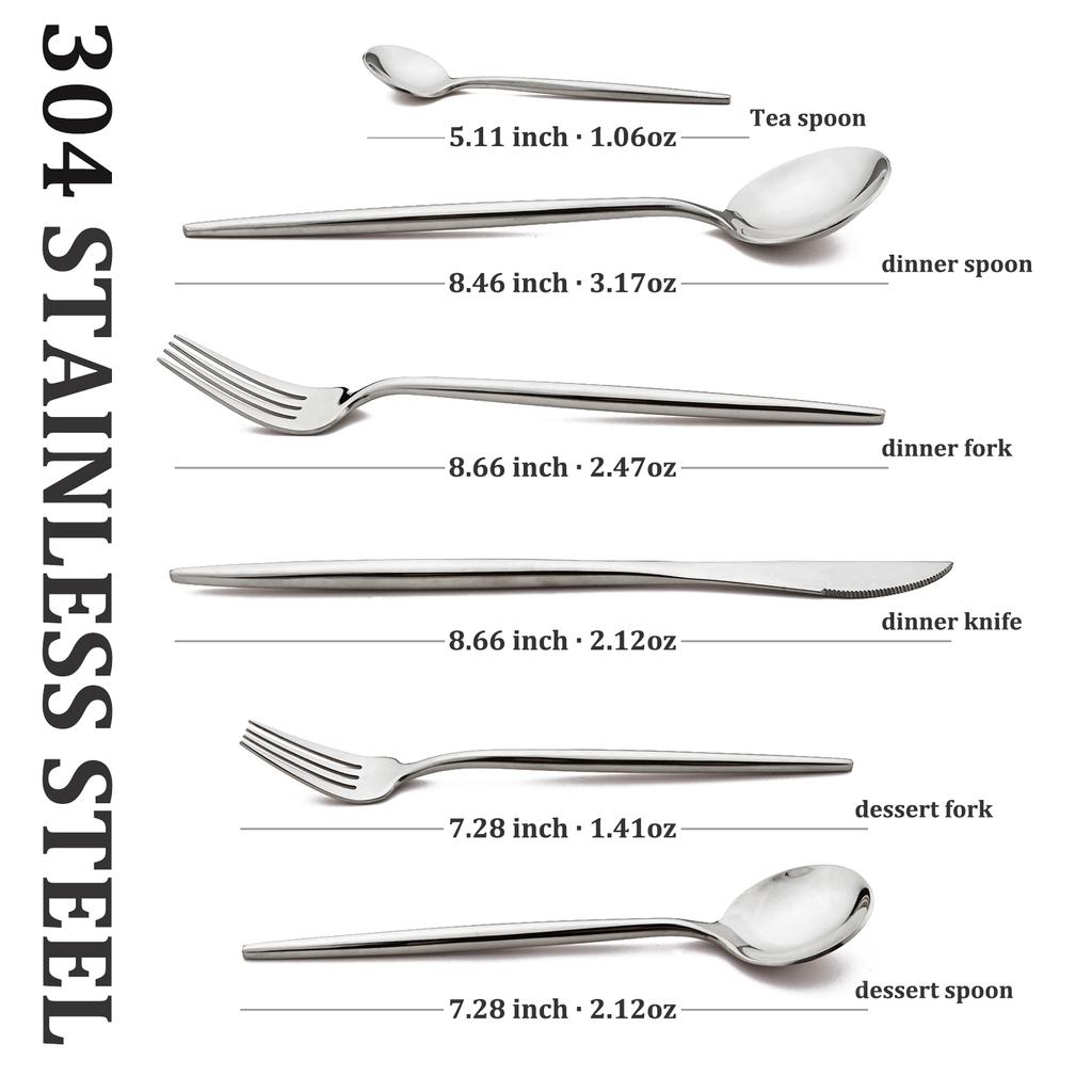 6 piece Mirror Black 18/10 Stainless Steel Gold Dinnerware Set Fork Spoon Knife Cutlery Set Cutlery Complete Tableware Sets Kitchen