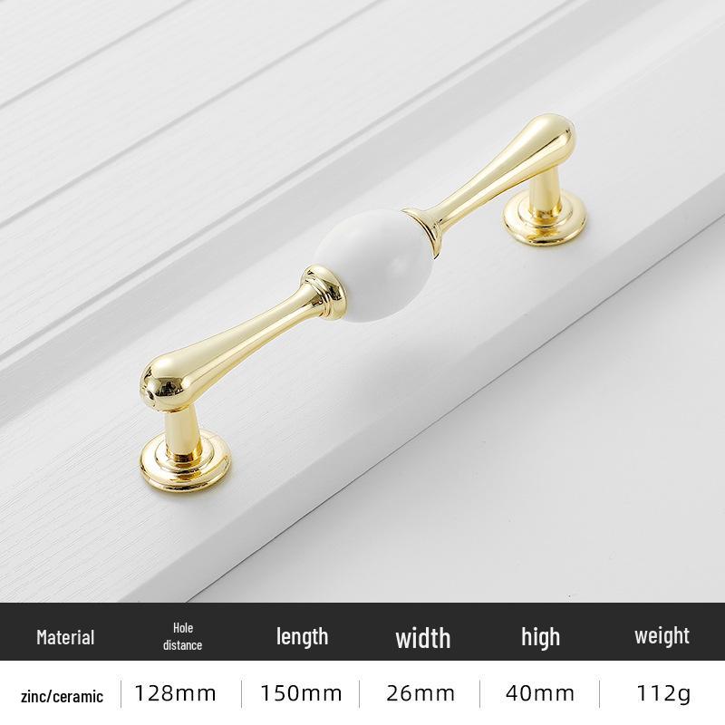 Nowoczesny Minimalistyczny Złoty Stop Aluminium Ceramiczna Rączka do Drzwi Szafek i Garderób