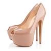 Women's Black Nude Super High Heel Waterproof Table Fish Mouth Single Shoes Women's Shoes Chengdu