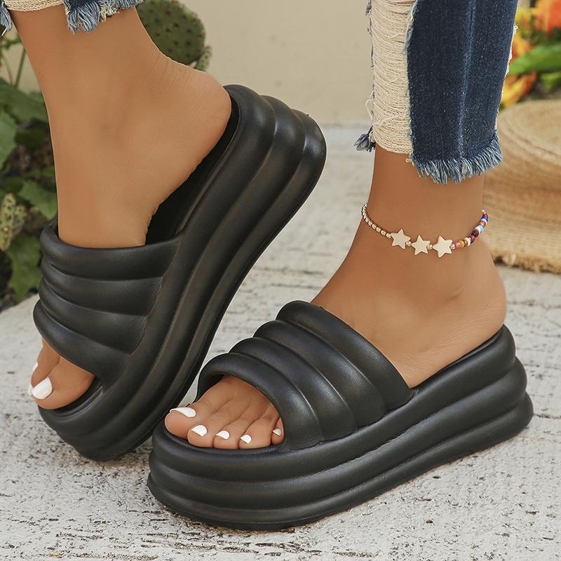 Women's Chunky Platform Slippers Summer Comfort Soft Thick Bottom Slides Woman for Sandals 2024 Open Toe Non-slip Beach Shoes