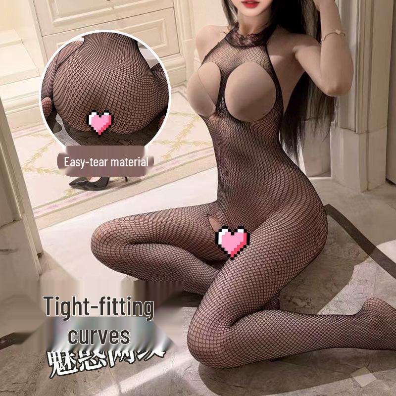 Erotic Fishnet Bodysuit Lingerie Mesh Temptation One-Piece Stockings for Women
