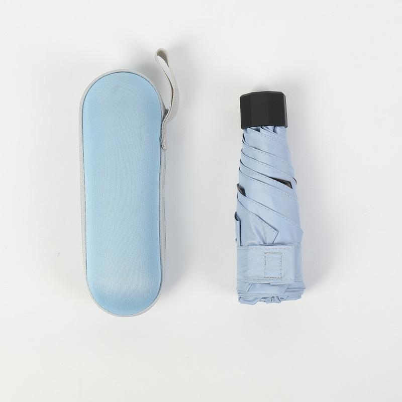 Kompakter UV-Schutz-Doppelnutzungs-Schirm für Sonne und Regen, Tragbarer Falt-Sonnenschirm mit aufgedrucktem Design