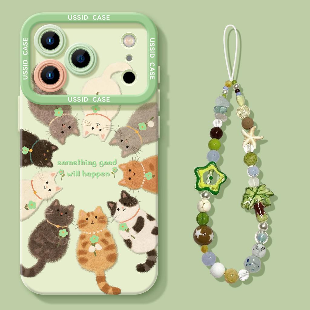Kitten is suitable for iPhone17 mobile phone case Apple 14 cute pet 16promax soft 15 lanyard literary case 13