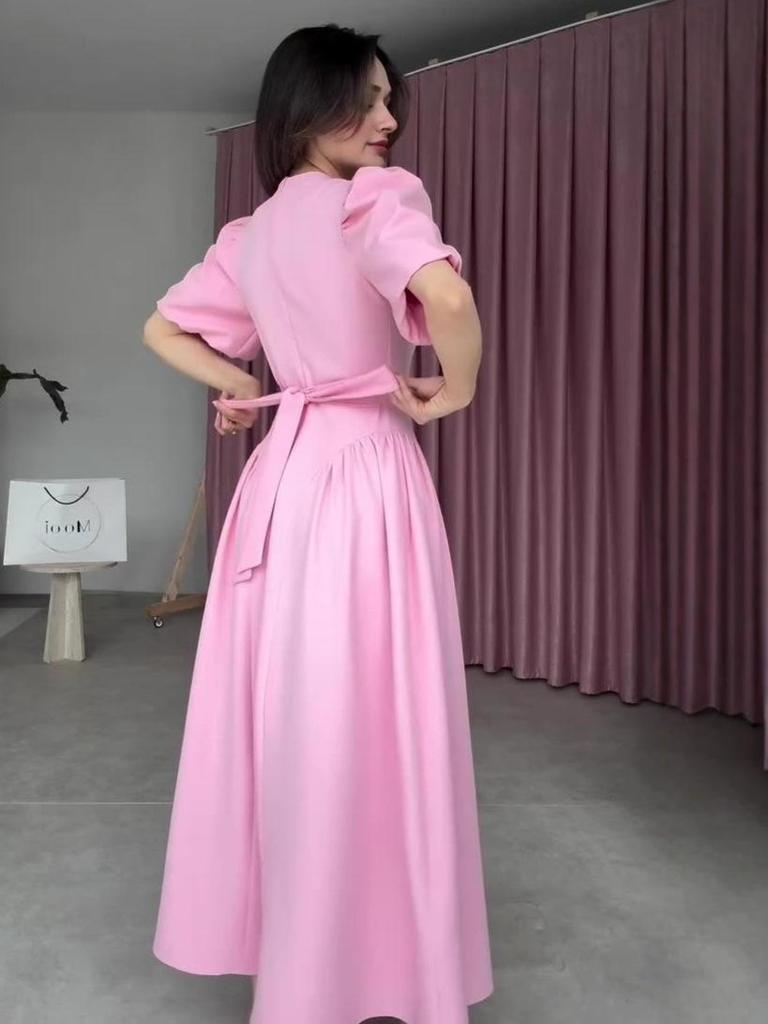 2025 Summer Elegant Sweet Temperament Short Sleeve Long Dress for Women