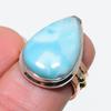 Natural Larimar Gemstone 925 Solid Sterling Silver TwoTone Gift Ring S.5 K7m47