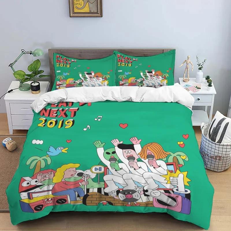American cartoon illustration Print Polyester Bedding Sets Children or Adults for Beds Quilt Cover Pillowcase Anime bedding set