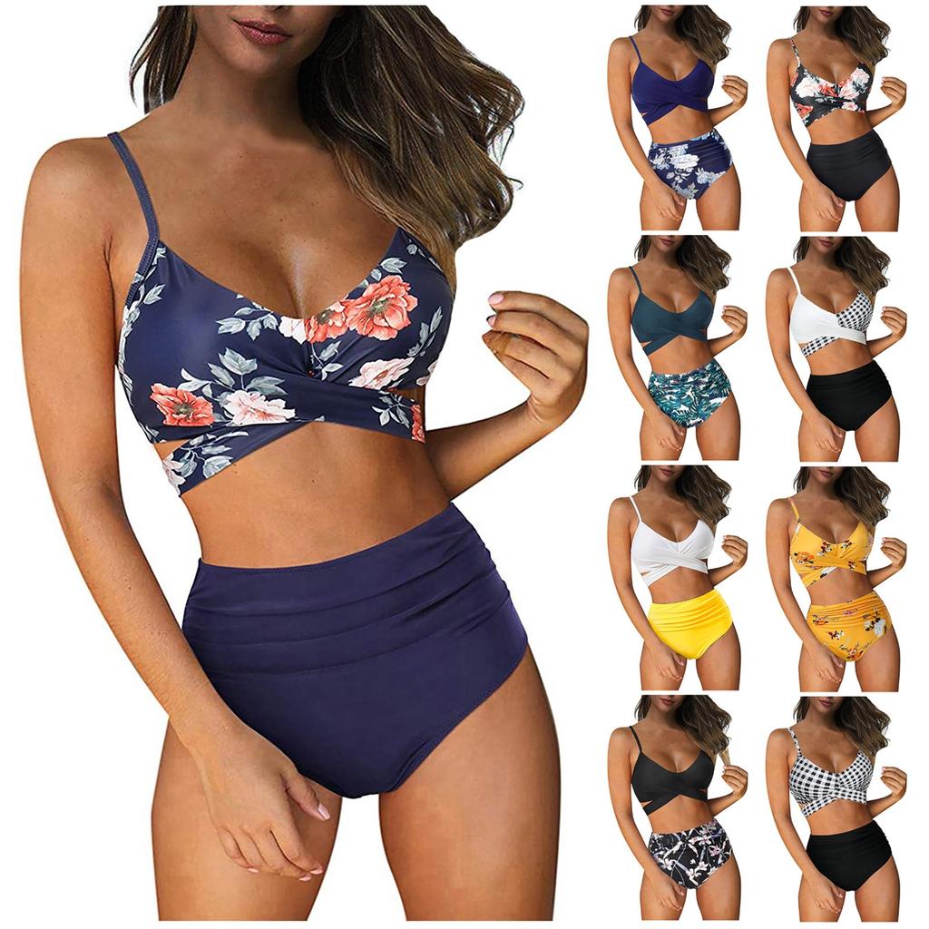 Women's Split Swimsuit Suit Bikini Printing Cut-out Beach Swimsuit Swimwear