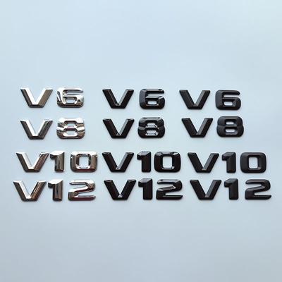 2015 3D Sharp V6 V8 V10 V12 Lettres Chiffres ABS Emblème de Voiture Garde-boue Badge de Décharge Plaque Nom Logo Autocollant Chrome Noir