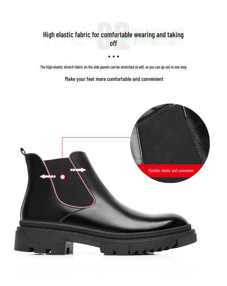 Men's Winter Cotton Martin Boots: British-Style, Mid-Cut Leather, Thick-Soled, Trendy Motorcycle Design