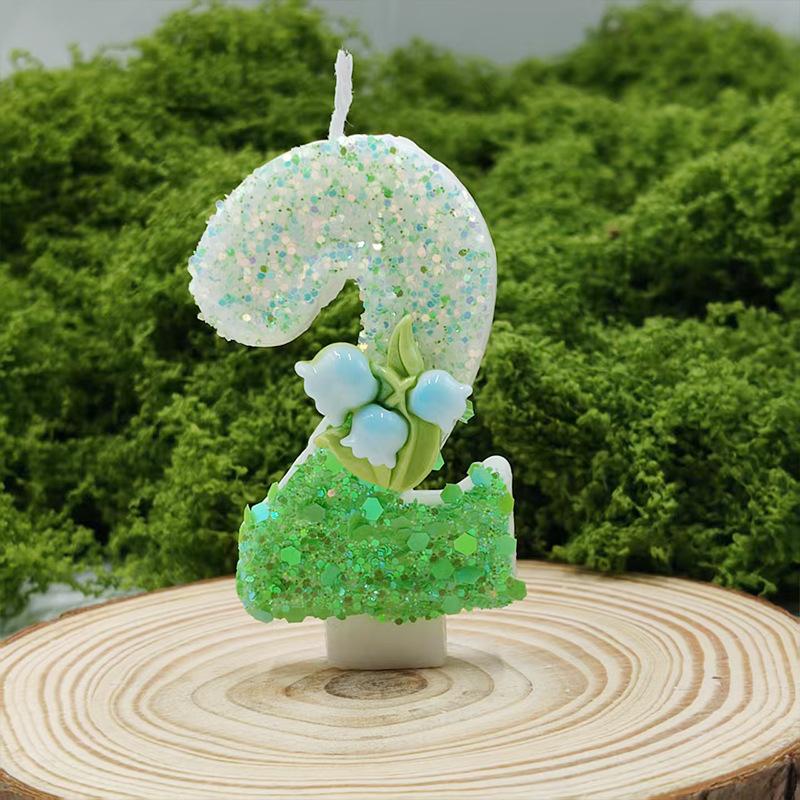 Lily of The Valley Flower Multi-Specification Creative Digital Candle Handmade Cake Decoration Premium Party Children's Year-old Candle