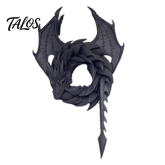 Niche Dark Aesthetic Decor Handmade Dragon Wreath, Fantasy Gothic Door Wreath with Mesh Scale Design, Enchanting Lover Collectibles Appeal