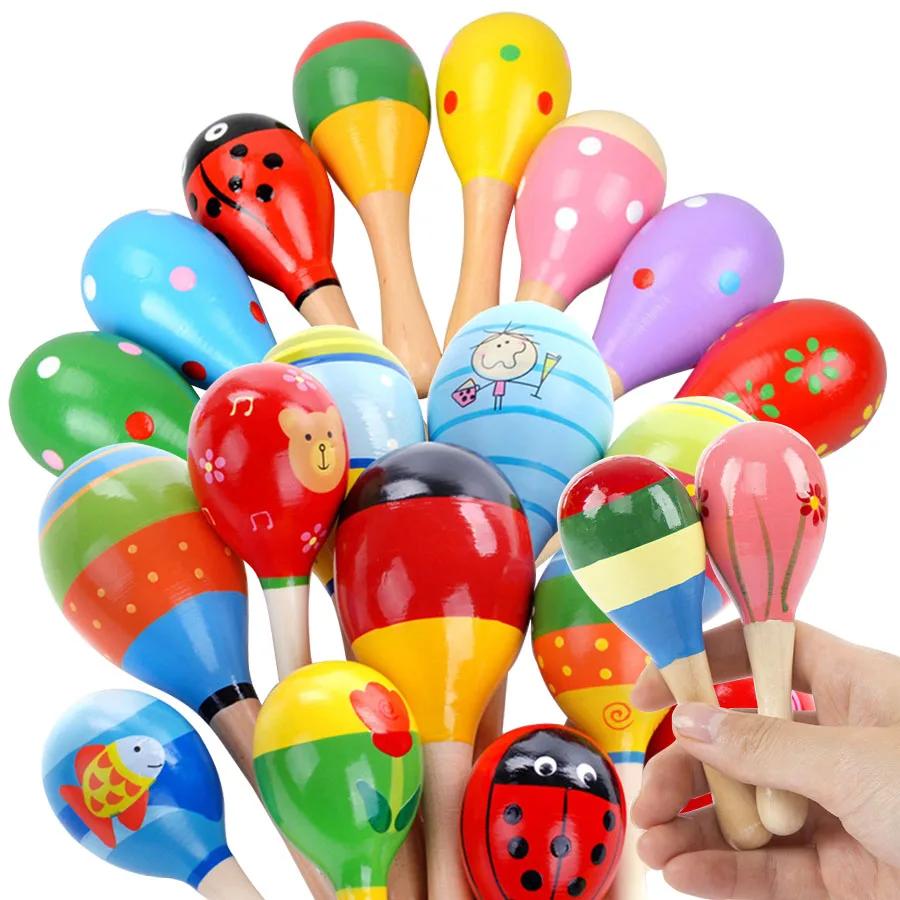 11/19cm Wooden Maraca Sounding Sand Hammer Classical Orff Musical Instrument Toys Ensemble Background Sound Producing Instrument