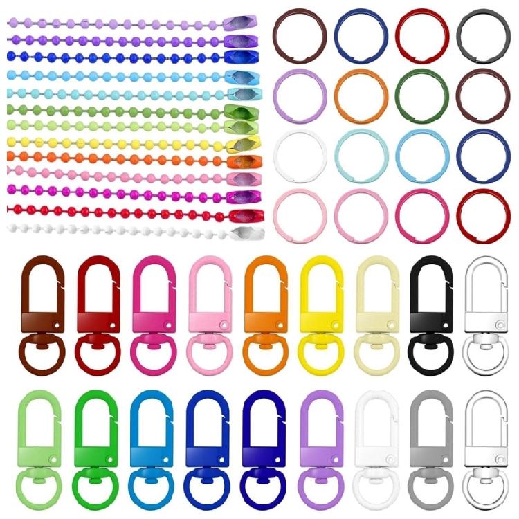 

Stylish Keyring Creation Set 160Pcs with Mixed Colorful Clasps and Chains For Unique Accessory Designs Craft Supplies 1