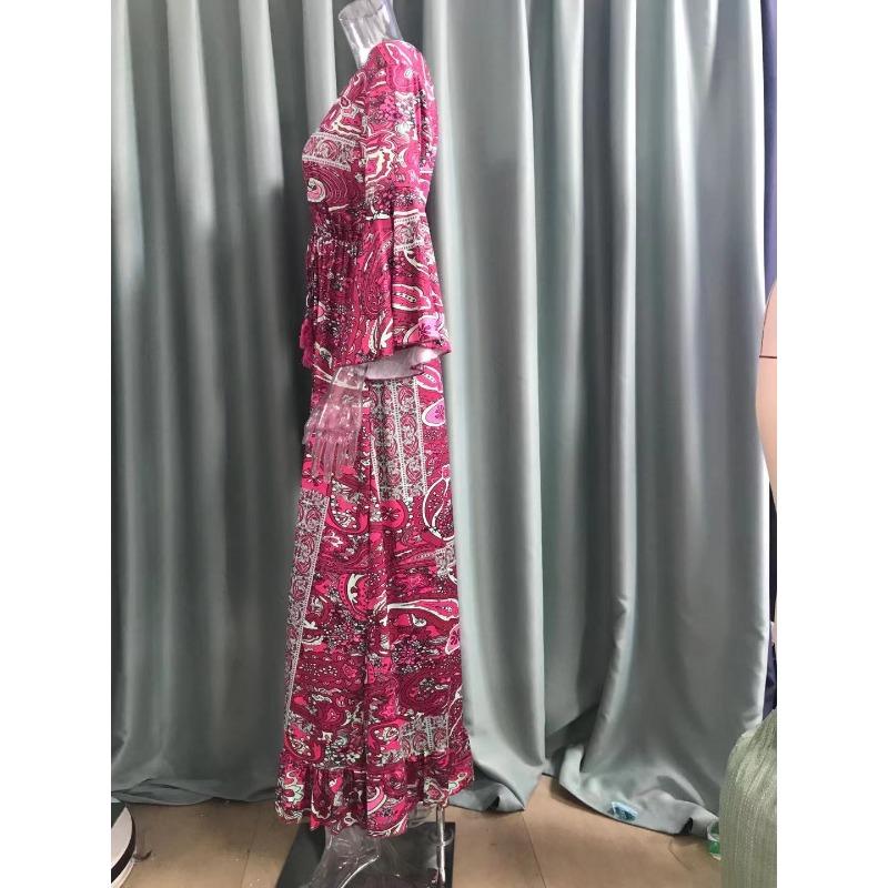 Abito Bohemian da Donna Estate Manica a Svaso Stampa Floreale Scollo a V Ampio Abiti da Donna Elegante Linea ad A Vita Alta Abito da Donna per Vacanze al Mare