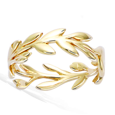 Gold Plated Ring 'Eab of Wheat' Golden - 6 Mm