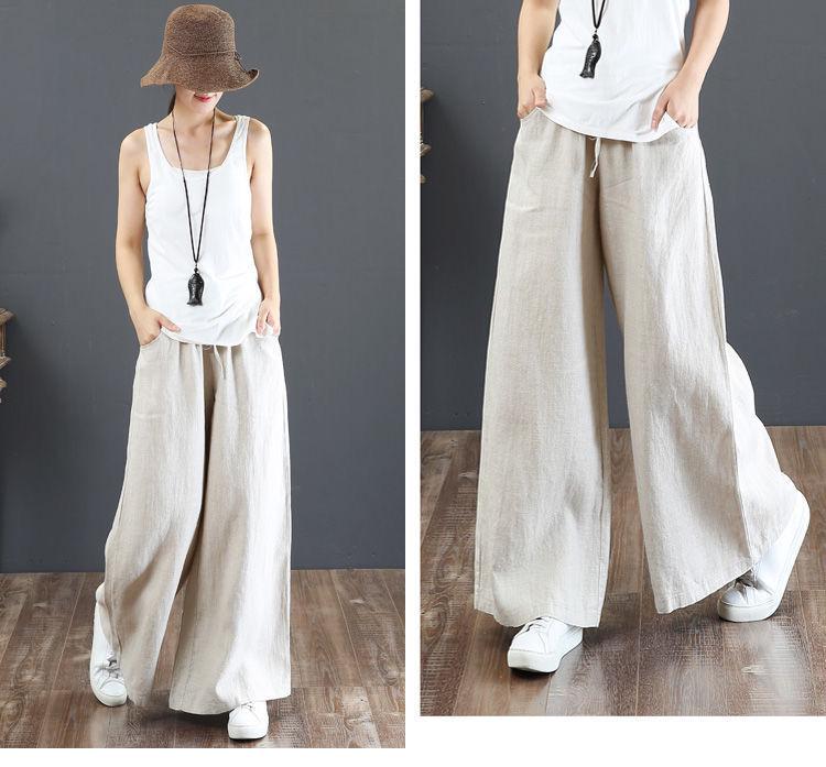 Women's High-Waist Wide-Leg Pants, Plus Size, Floor-Length for Spring/Summer .