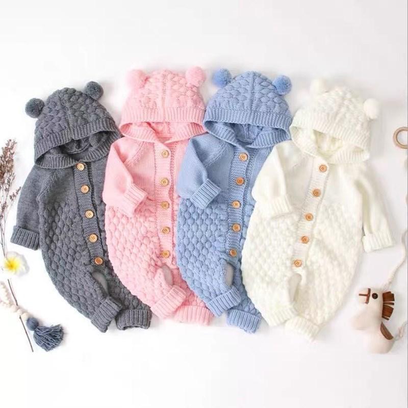 Newborn Knitted Wool Romper - Cute & Warm Baby Sweater for Boys & Girls (Autumn/Spring)