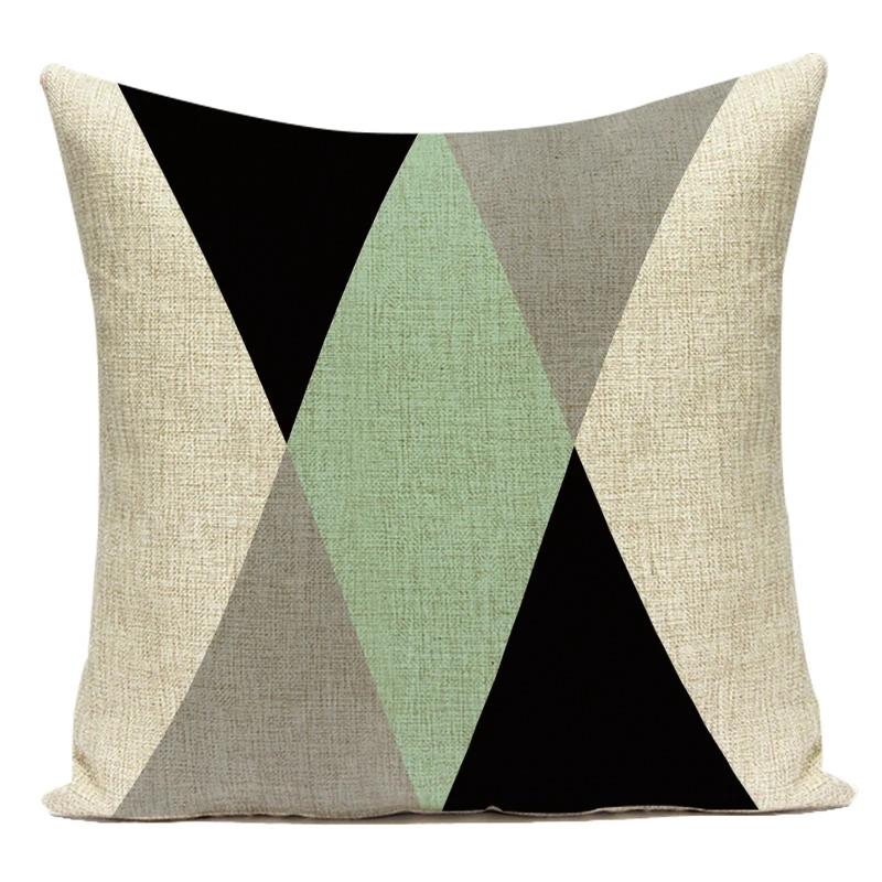 Decorative Throw Pillows Case Simply Green Geometric Polyester Sofa Cushion Cover For Living Room Home Decoration