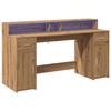 VidaXL Bureau avec lumières LED chêne artisanal bois d'ingénierie, bureau de travail, bureau d'étude, bureau à domicile, 3309437