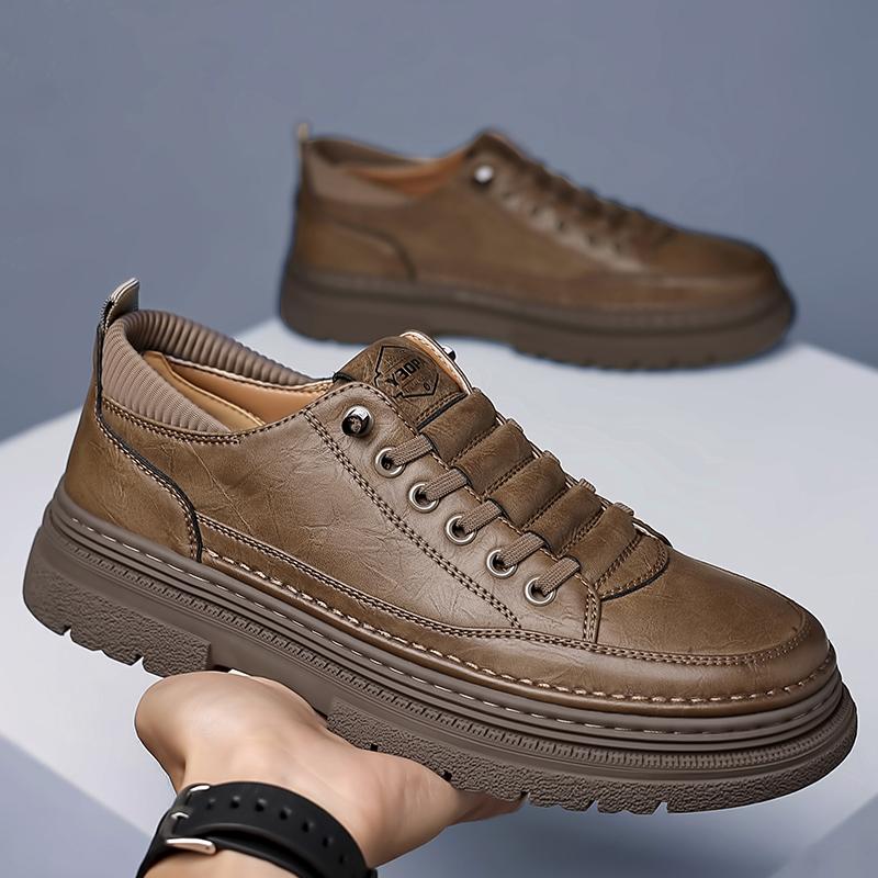 Fashion Italian Men Retro Casual Leather Business Shoes Outdoor Designer Thick Bottom Oxford Shoes Comfy Antiskid Driving Walking Shoes