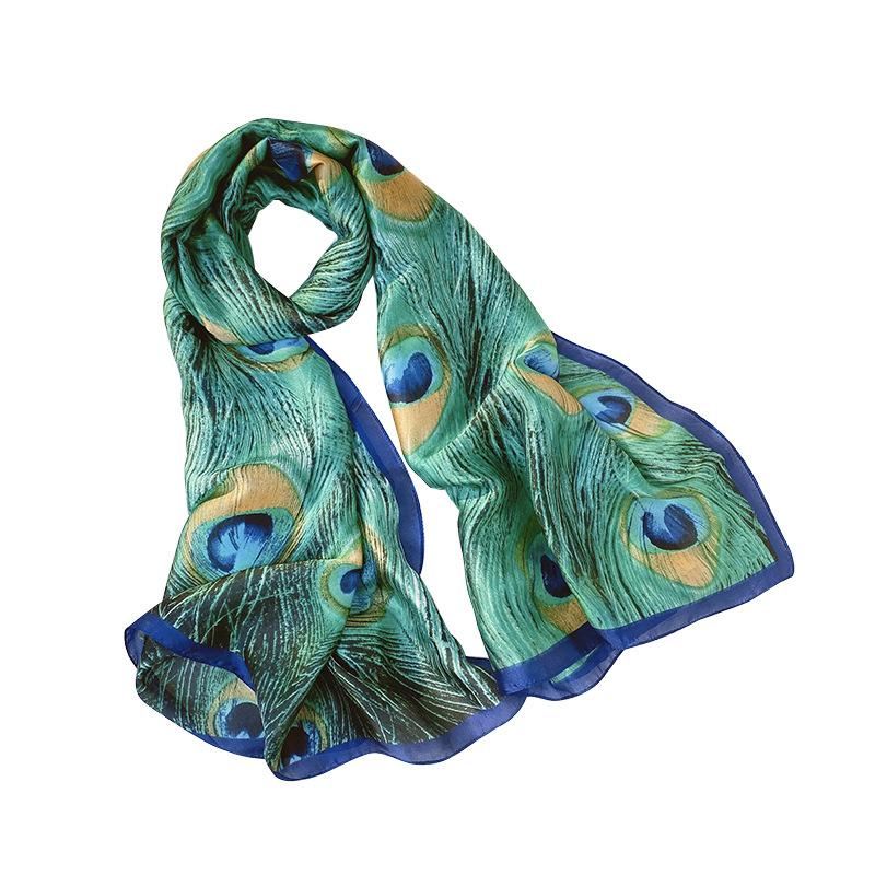 Women  Scarf Color Pattern Sunscreen Shawl Simple Satin Mid-length Silky Scarf