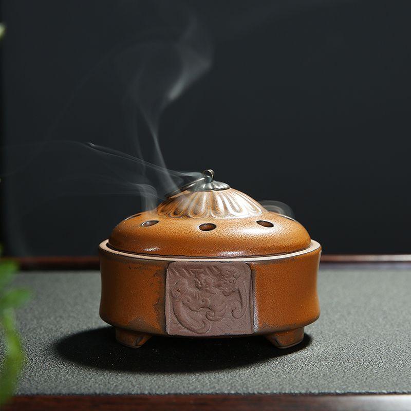 Ceramic Incense Burner, Retro Style, Home Living Room Bedroom Indoor Sandalwood, Hall Offering Buddha Tea Ceremony Censer, 1Pc