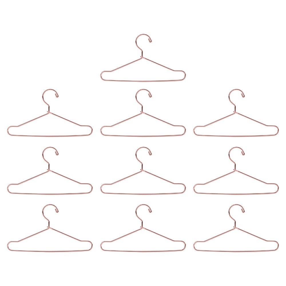 10pcs Rose Gold Mini Doll Hanger Gold Outfit Holder Doll House Clothes Hanger Wardrobe Storage