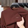 Men's Round Neck Short-Sleeve Thick Silk Velvet Knit Sweater-Shirt for Autumn/Winter