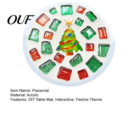 Creative Parent Child Interaction DIY Acrylic Coaster Making Kit, Christmas Theme Decorative Craft, Waterproof Drink Set Table Mat for Holiday