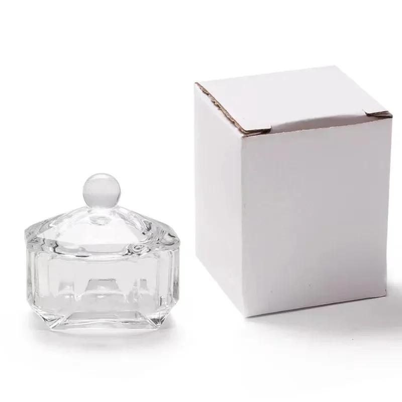 New Nail Art Crystal Glass Acrylic Powder Liquid Nail Cup Dappen Dish Lid Bowl Cup Holder Equipment Crystal Glass Nail Art Tools