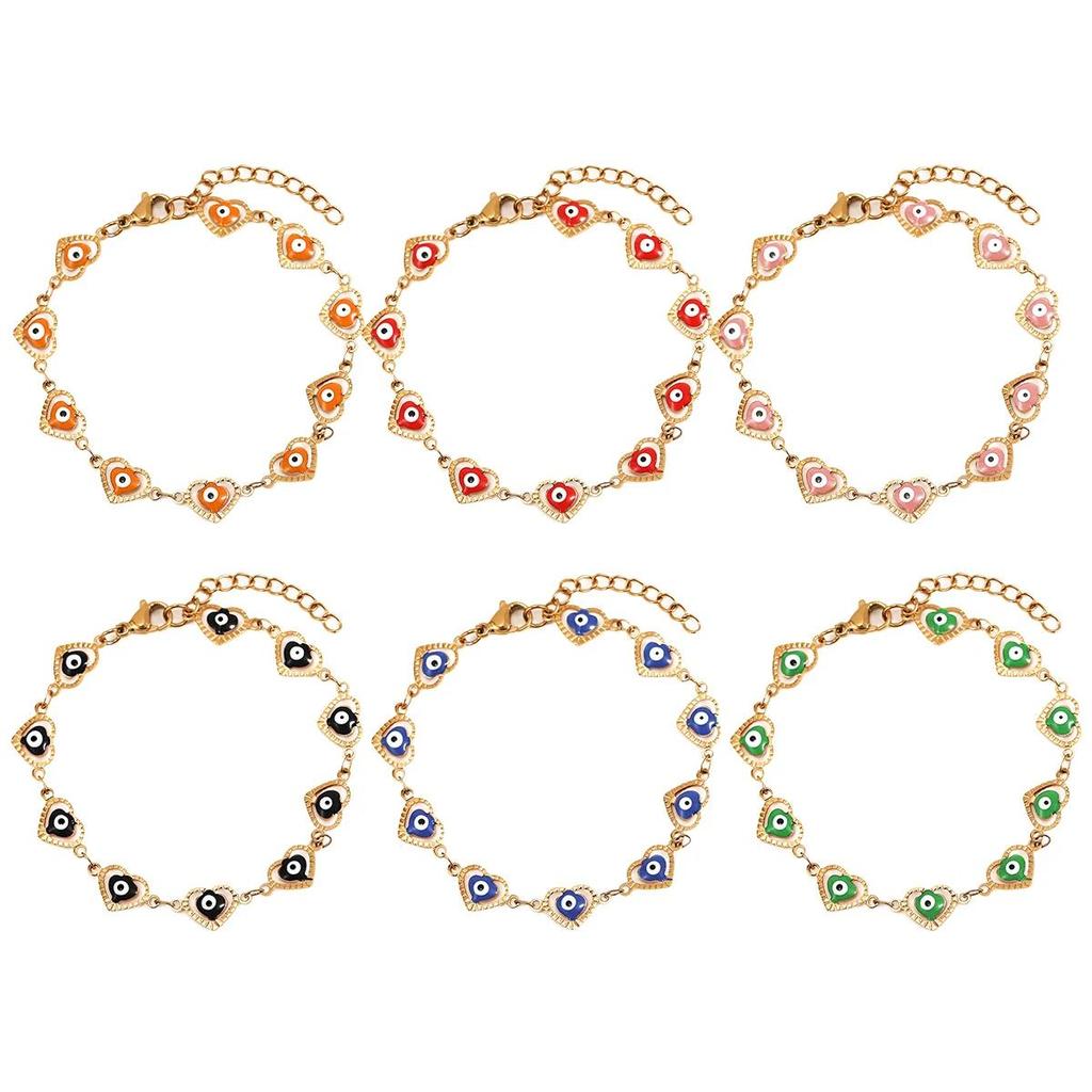 Fashion Stainless Steel Bracelet Loving Evil Eye Enamel Bead Jewelry Men and Women Devil Eye Bracelet Mexico Turkish Boho Gifts