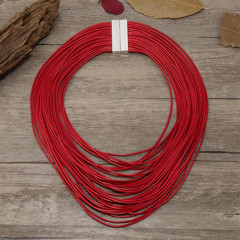 Colier cu Pandantiv Multistrat din Piele la Modă cu Detalii din Aliaj Accesorii Femei