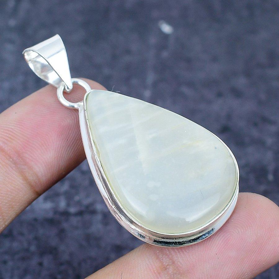 Natural Mother Of Pearl Gemstone 925 Sterling Silver Jewelry Pendant 2.05" y1j06