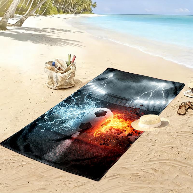 Soccer Art Print Beach Towel, Large Soft Quick Dry Towel for Beach Camping Swimming