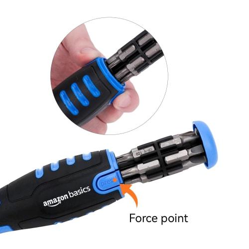 Basic Magnetic Ratchet Screwdriver 12-in-1 (Set of 12), Blue, Black