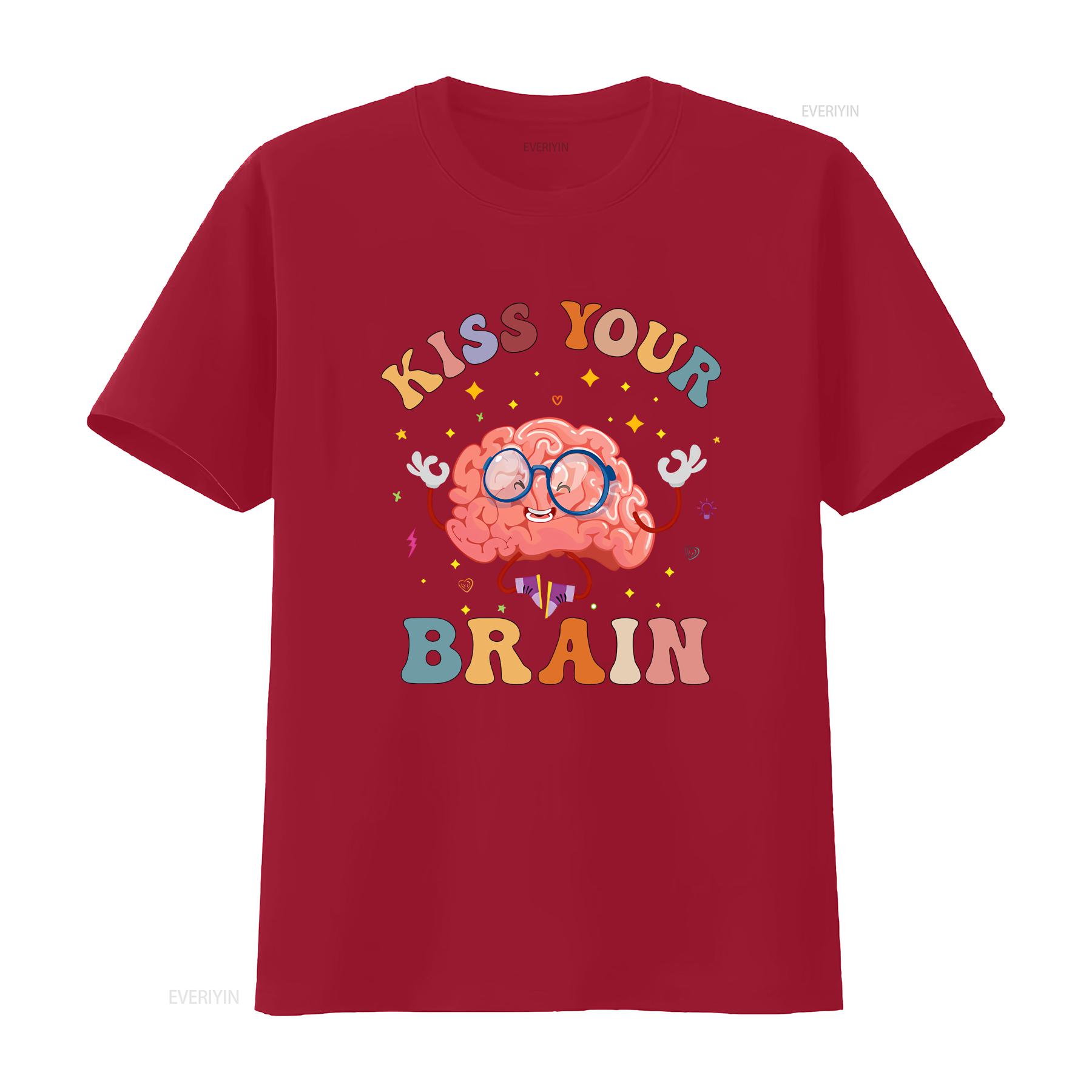 

Teacher T Shirt Kiss Your Brain Appreciation shirts s Teaching Squad Retro vintage Washed Comfortable graphic streetwear S