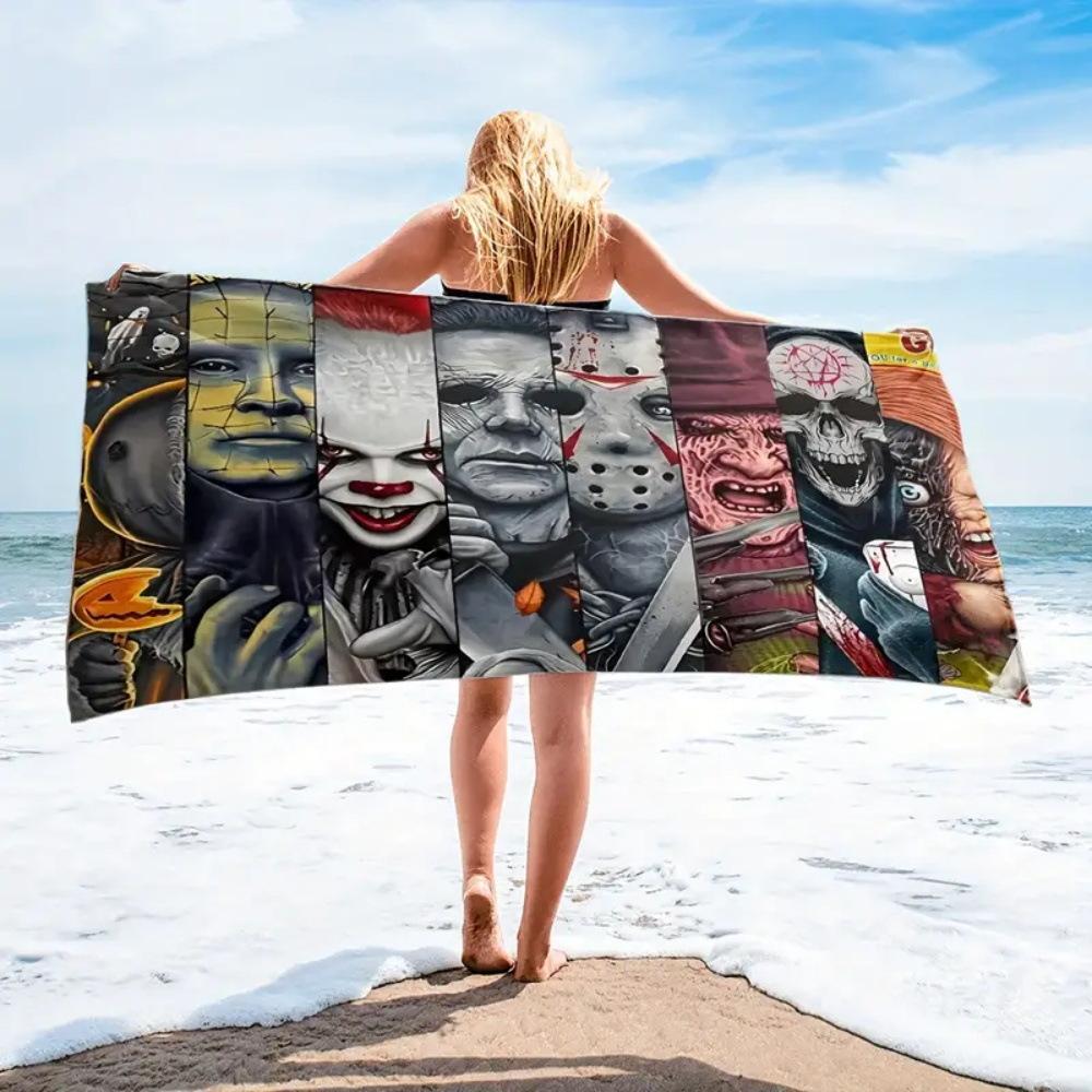 Horror Skull Beach Towel Adult Halloween Bath Towel European And American Quick Drying Bath Towel Halloween Absorbent Beach Towel