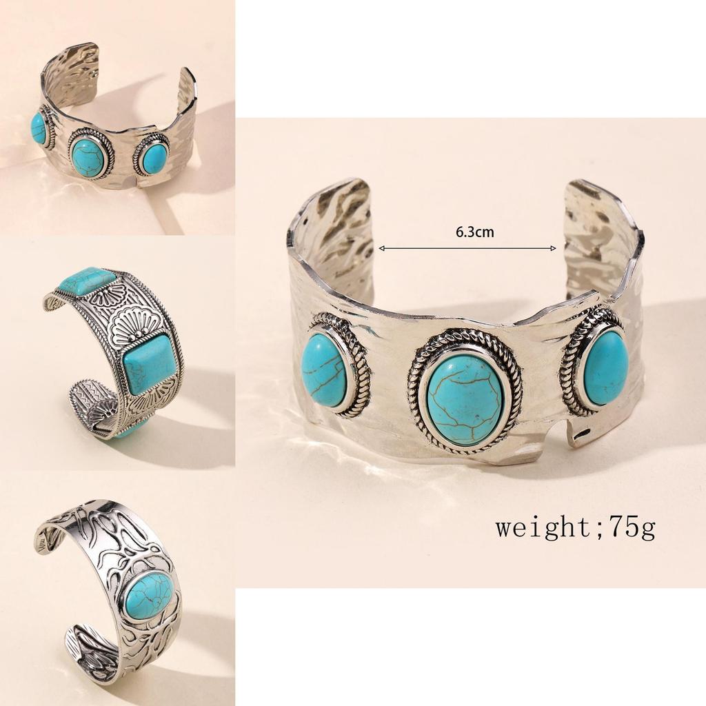 Boho Chic Alloy Geometric Hand Bracelet With Turquoise For Womens Fashion Scene
