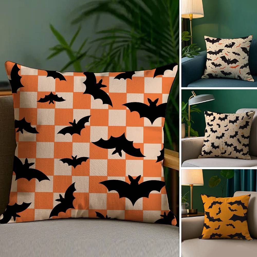 Halloween Scary Bats Pillow Case Plush Fabric Soft Double Sided Print Sofa Cushion Cover Throw Pillow Covers