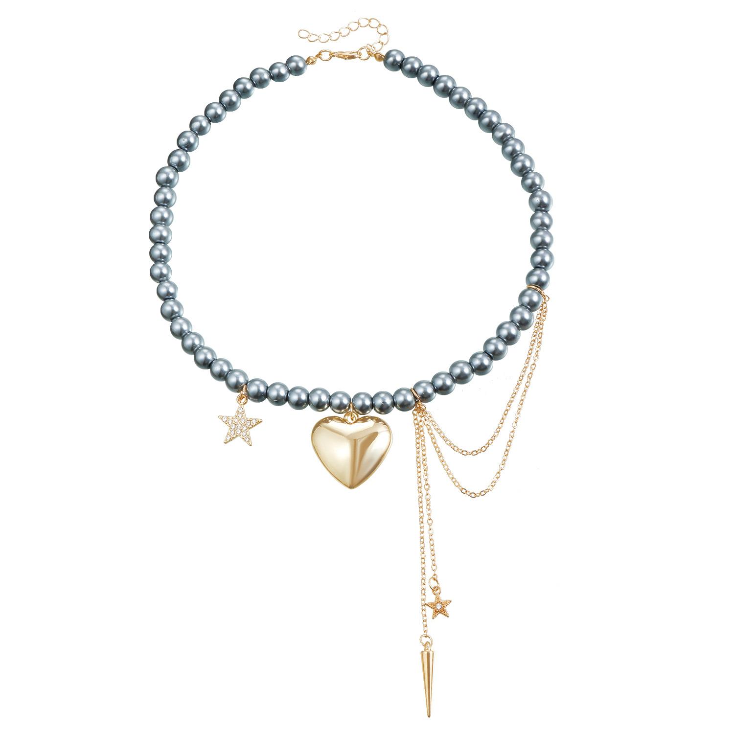 

Аксессуары Высокая Элегантность Расписные Стеклянные Бусины Ожерелье Пентаграмма Любовь Подвеска Кисточка Цепочка для Ключицы